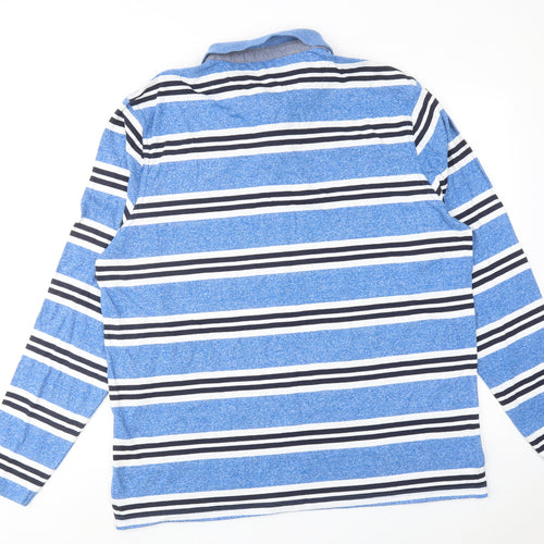 Sandstone & Co Mens Blue Striped Cotton Polo Size XL Collared Button