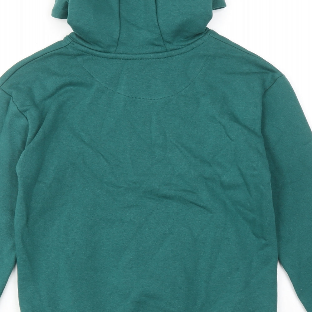 Marks and Spencer Boys Green Cotton Pullover Hoodie Size 10-11 Years Pullover