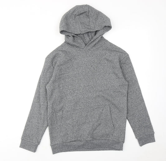 Marks and Spencer Boys Grey Geometric Cotton Pullover Hoodie Size 12-13 Years Pullover