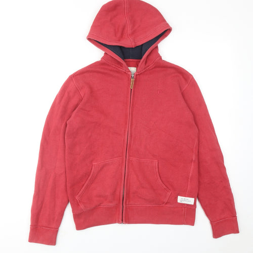 Fat Face Boys Red Cotton Full Zip Hoodie Size 12-13 Years Zip