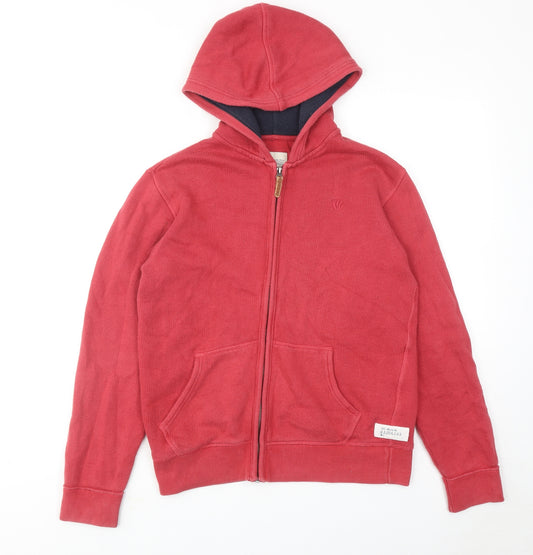 Fat Face Boys Red Cotton Full Zip Hoodie Size 12-13 Years Zip