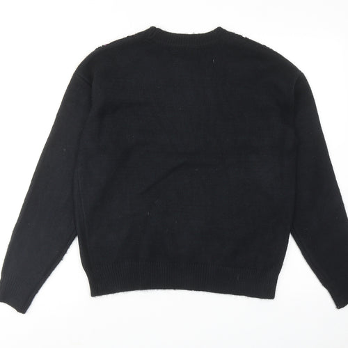 Marks and Spencer Womens Black Round Neck Acrylic Pullover Jumper Size S