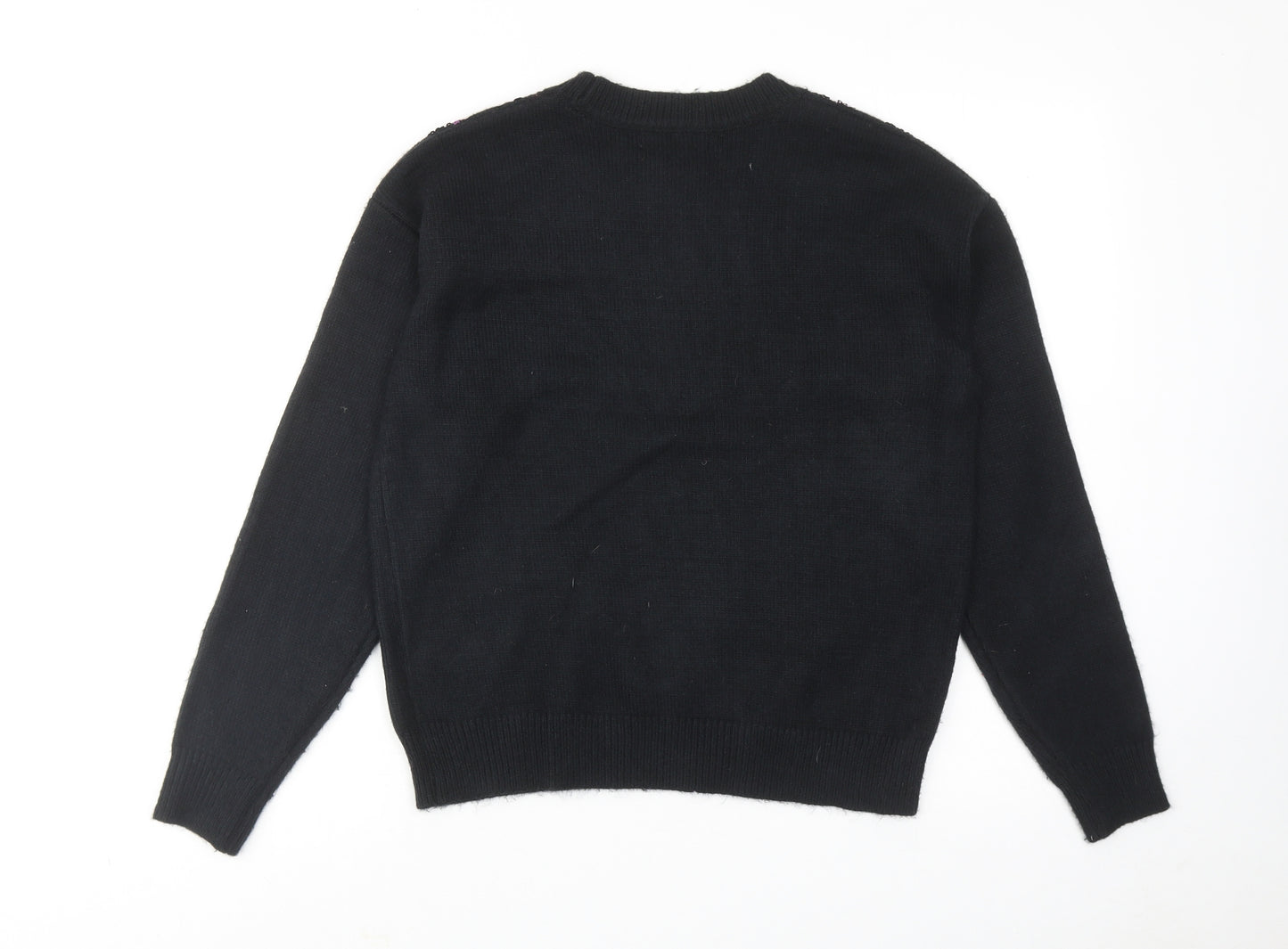 Marks and Spencer Womens Black Round Neck Acrylic Pullover Jumper Size S