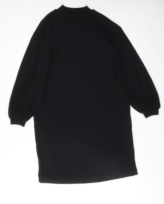Marks and Spencer Womens Black Polyester A-Line Size 10 Round Neck Pullover