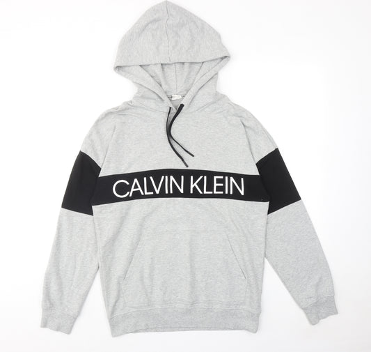 Calvin Klein Mens Grey Cotton Pullover Hoodie Size S