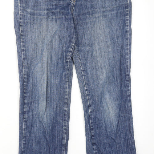 RJR.John Rocha Womens Blue Cotton Straight Jeans Size 12 Regular Zip