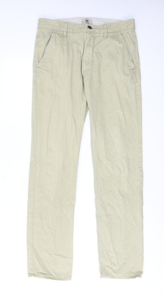 Timberland Mens Beige Cotton Chino Trousers Size 32 in Regular Zip