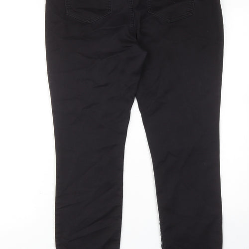 Wallis Womens Black Cotton Skinny Jeans Size 16 Regular Zip