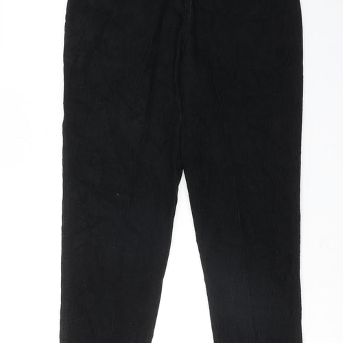 H&M Mens Black Cotton Trousers Size 34 in Regular Zip