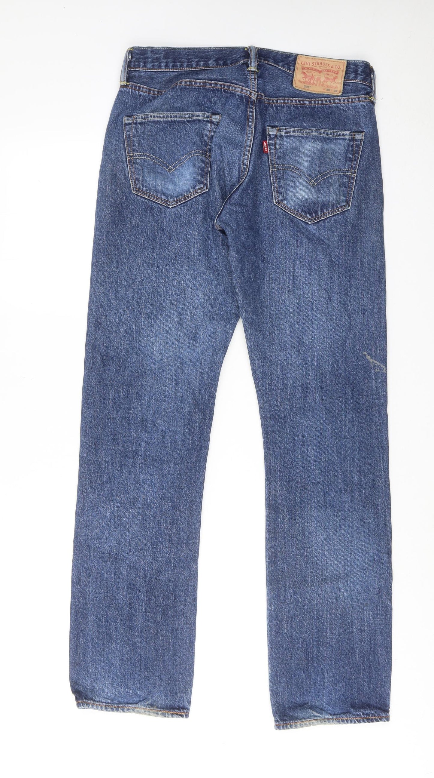 Levi's Mens Blue Cotton Straight Jeans Size 32 in L32 in Regular Button