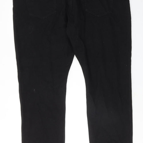 Forge Mens Black Cotton Straight Jeans Size 48 in Regular Zip