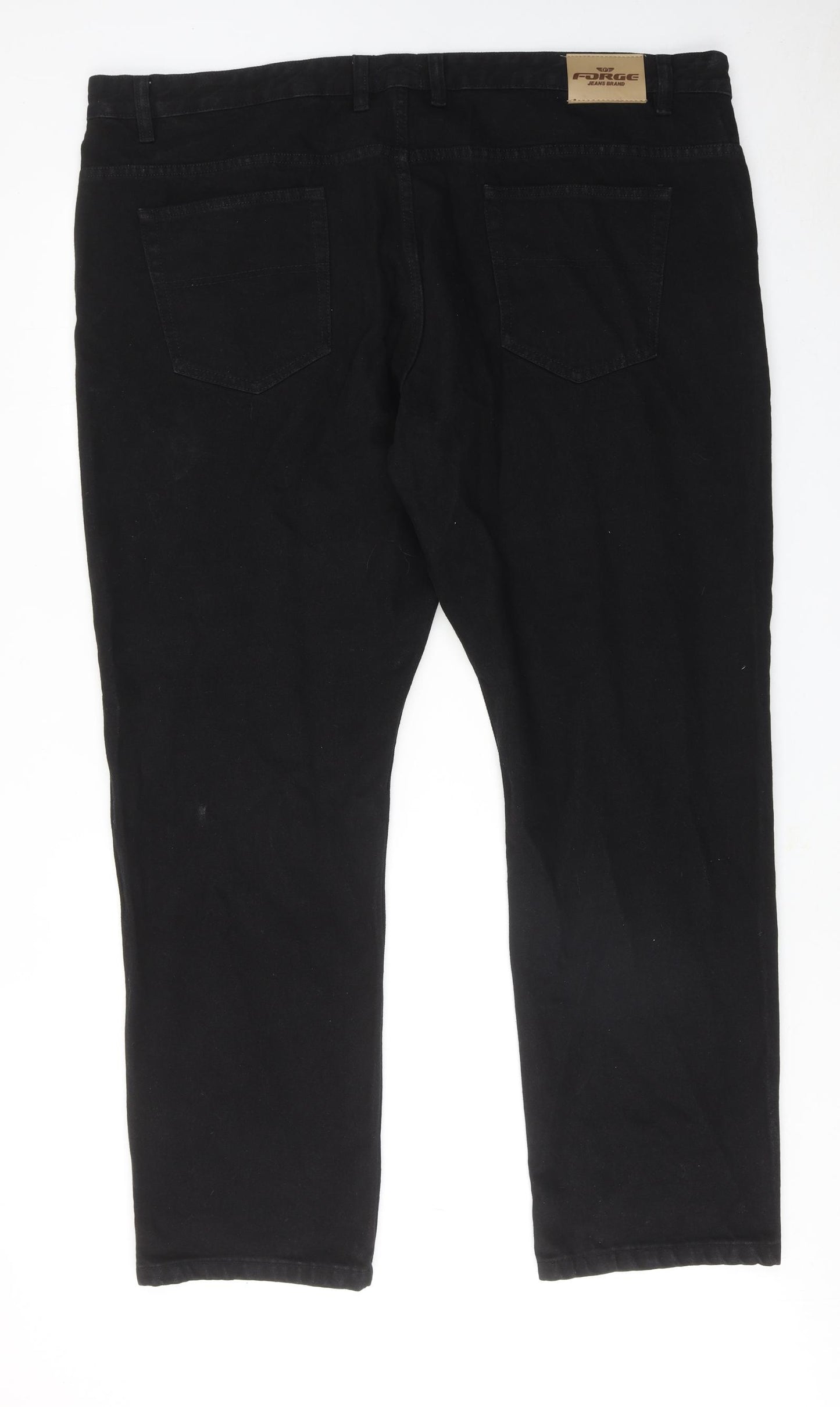 Forge Mens Black Cotton Straight Jeans Size 48 in Regular Zip