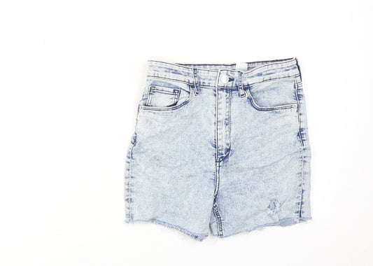 H&M Girls Blue Cotton Cut-Off Shorts Size 12-13 Years Regular Zip
