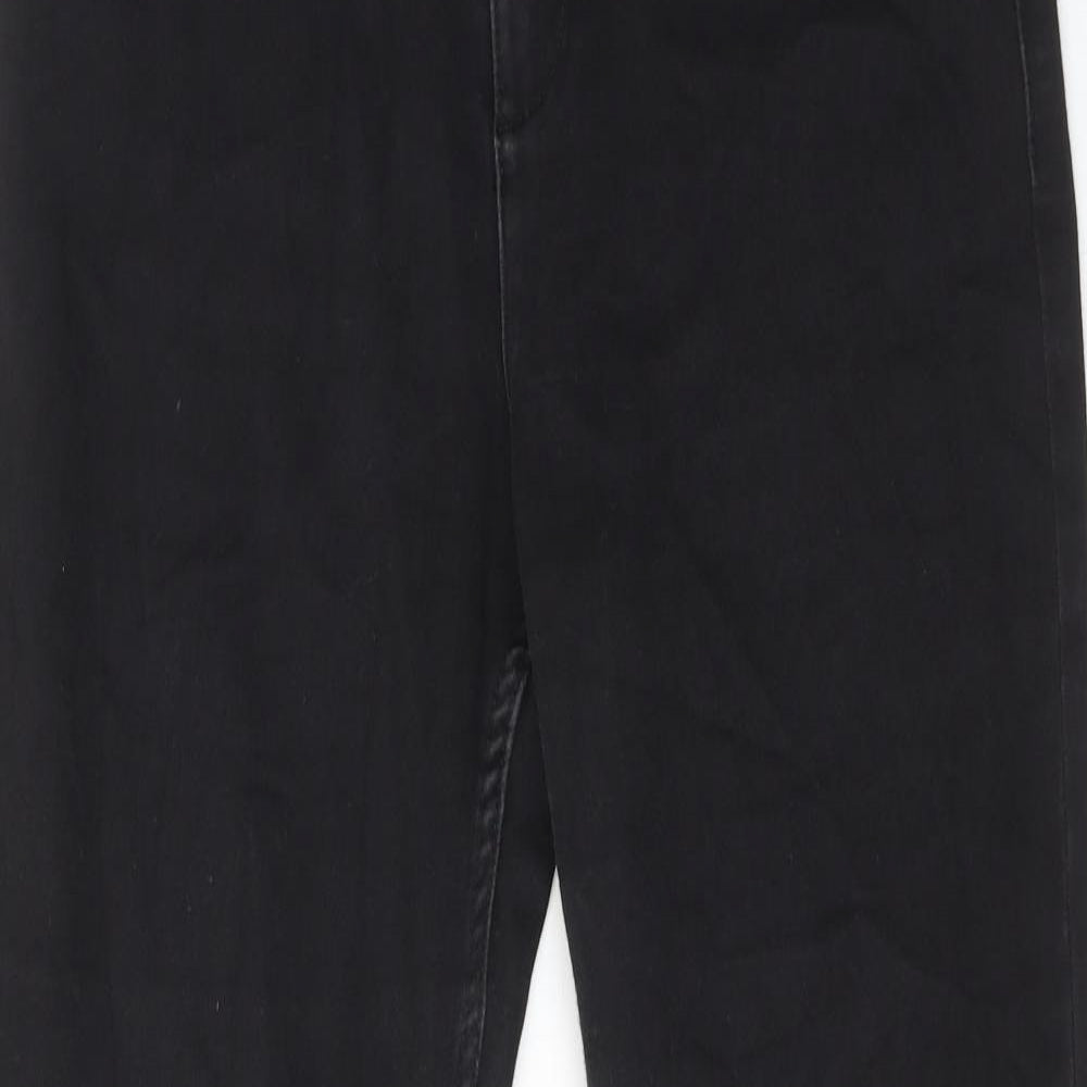 Marks and Spencer Womens Black Cotton Straight Jeans Size 12 Regular Zip