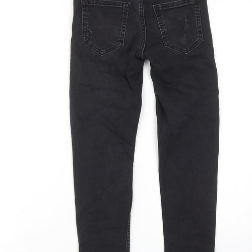 Zara Boys Black Cotton Skinny Jeans Size 9 Years Regular Zip - Distressed