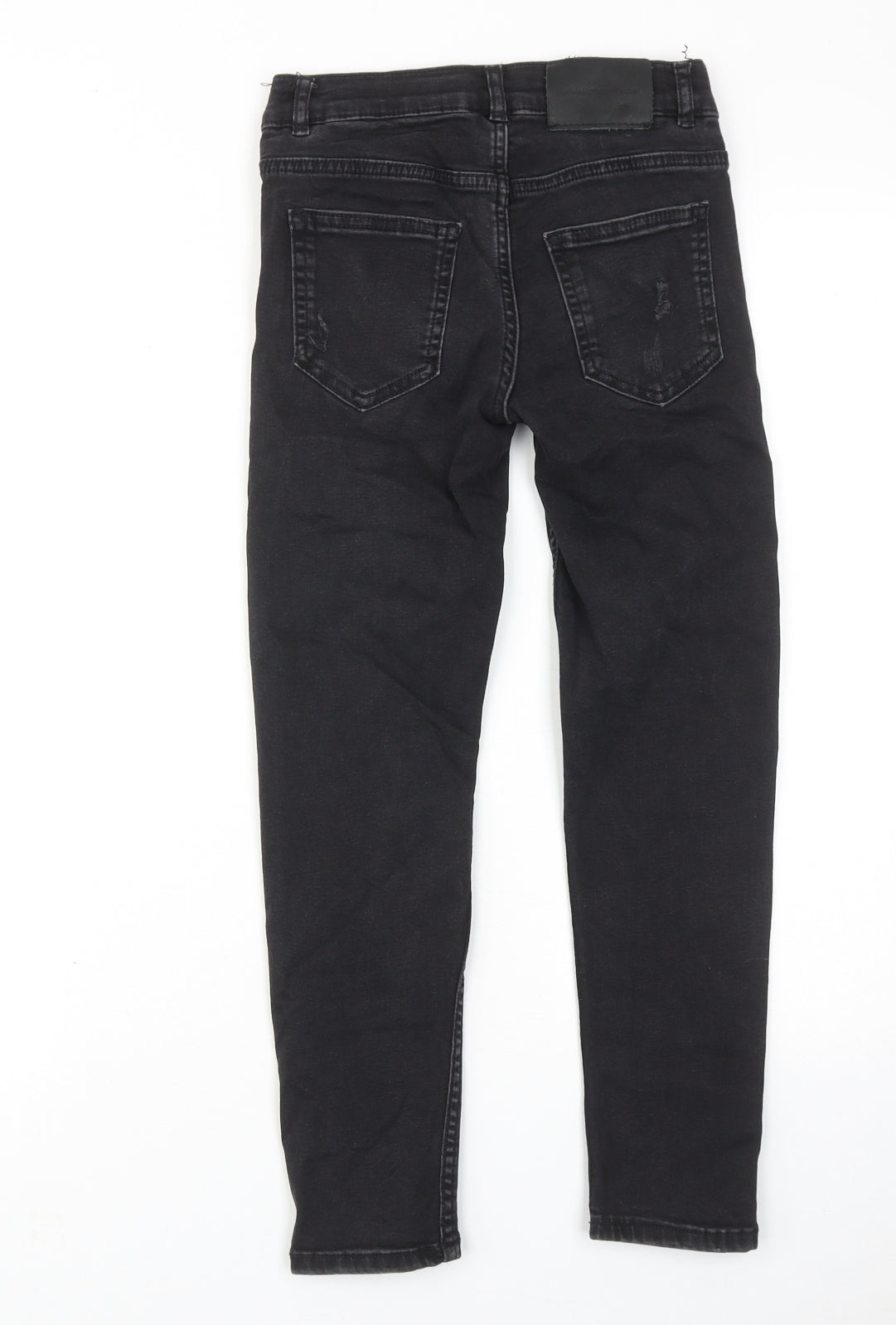 Zara Boys Black Cotton Skinny Jeans Size 9 Years Regular Zip - Distressed