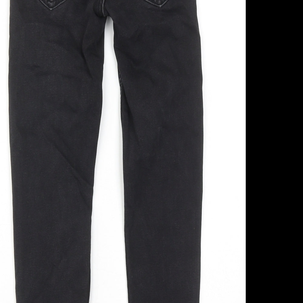 Zara Boys Black Cotton Skinny Jeans Size 9 Years Regular Zip - Distressed