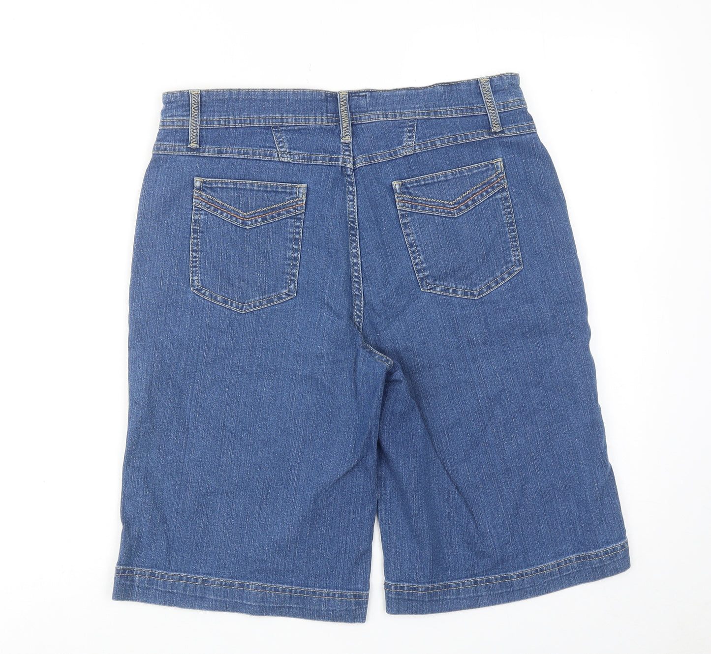 Per Una Womens Blue Cotton Skimmer Shorts Size 12 Regular Zip