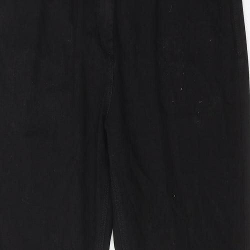Marks and Spencer Womens Black Cotton Bootcut Jeans Size 18 Regular Zip