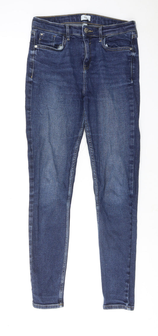 River Island Womens Blue Cotton Skinny Jeans Size 12 Regular Zip