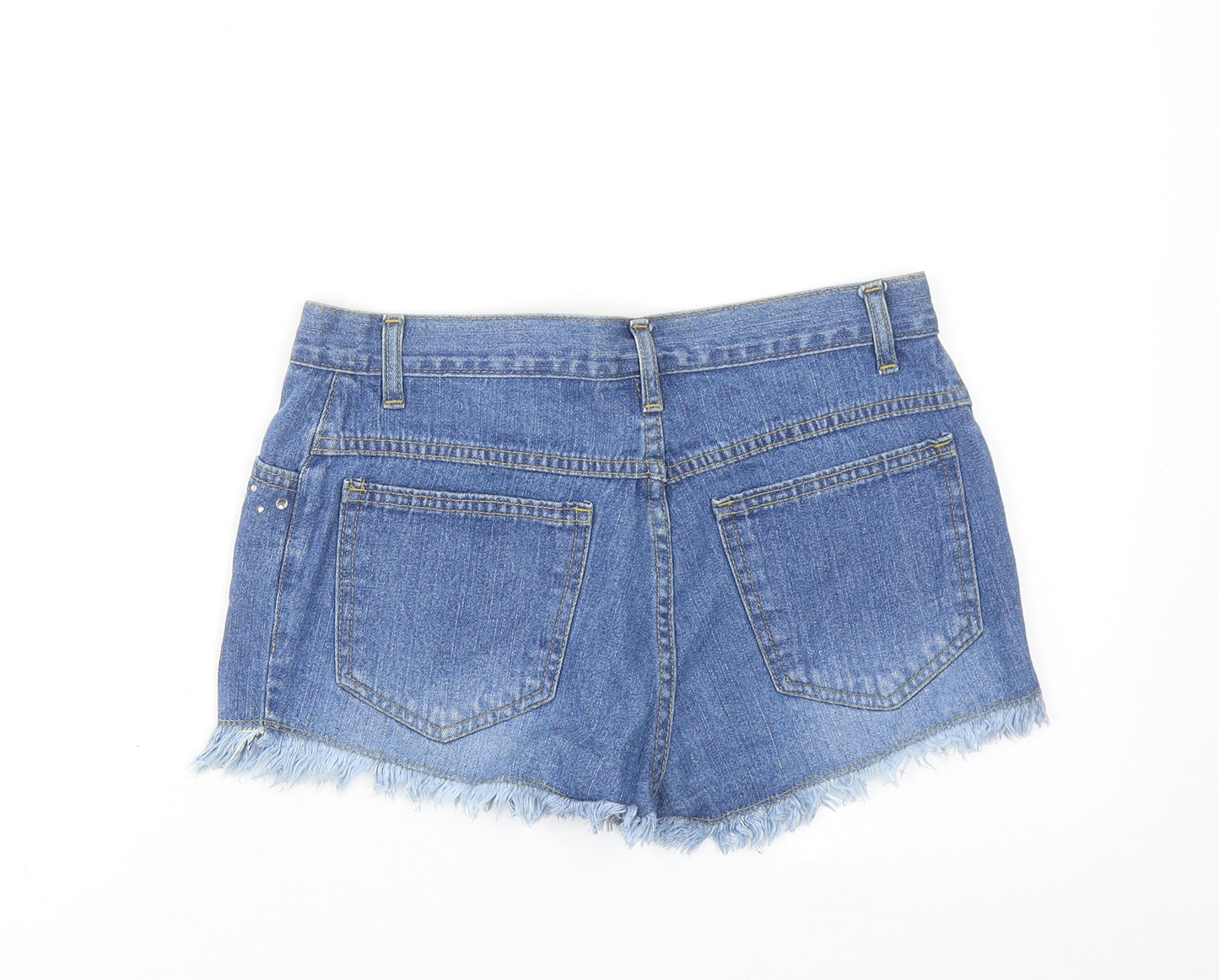 Today's Women Womens Blue Cotton Cut-Off Shorts Size 10 Regular Zip