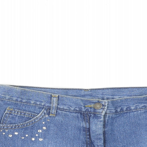 Today's Women Womens Blue Cotton Cut-Off Shorts Size 10 Regular Zip