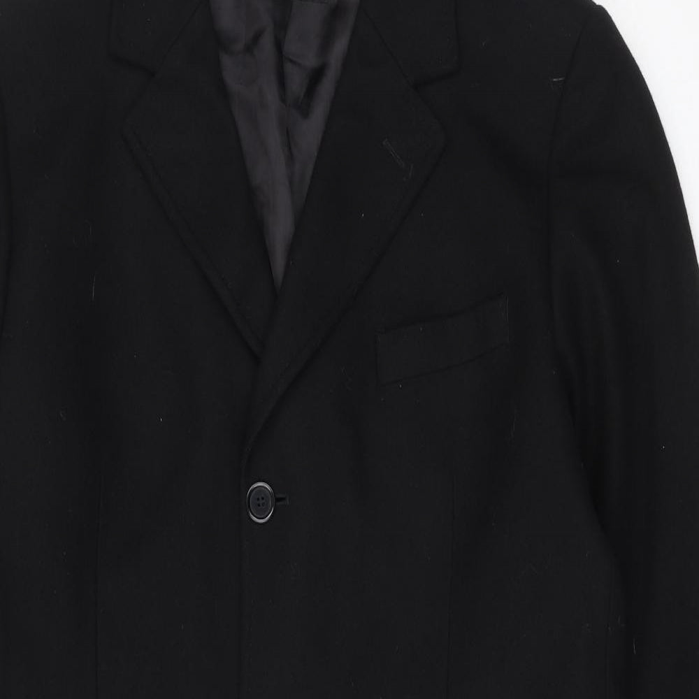 H&M Womens Black Overcoat Coat Size L Button