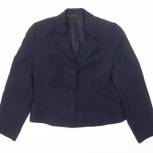 Laura Ashley Womens Blue Jacket Blazer Size 14 Button
