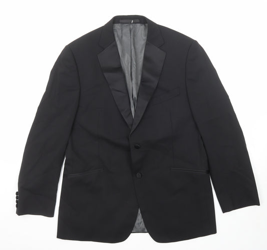 Marks and Spencer Mens Black Wool Tuxedo Suit Jacket Size 42 Regular