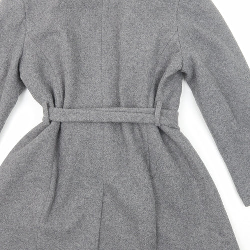New Look Womens Grey Overcoat Coat Size 12 Snap