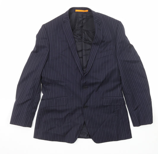 Ben Sherman Mens Blue Striped Wool Jacket Suit Jacket Size 40 Regular