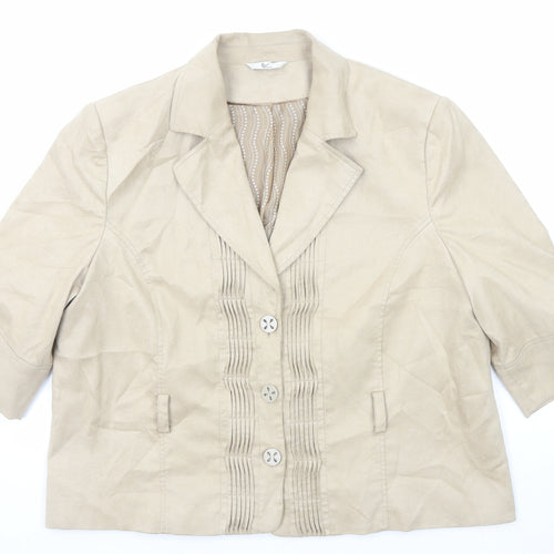Klass Womens Beige Jacket Blazer Size 22 Button - Pleat Front Detail