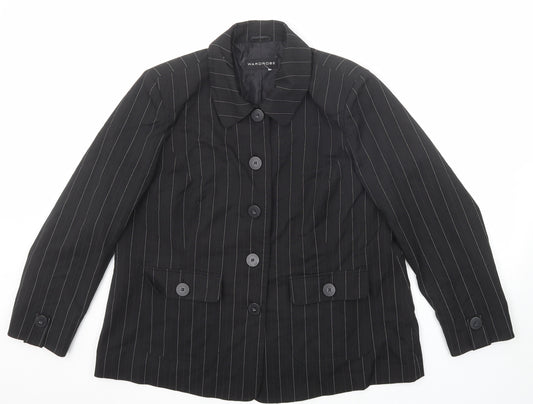 Wardrobe Womens Black Striped Jacket Blazer Size 20 Button