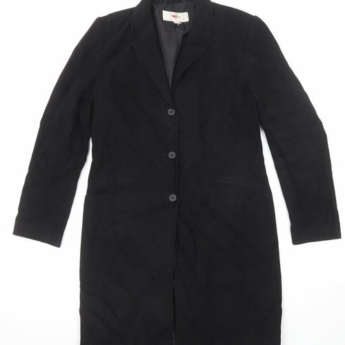 NEXT Womens Black Overcoat Coat Size 10 Button