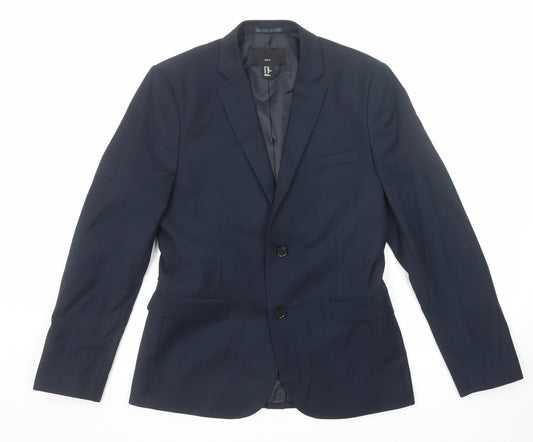 H&M Mens Blue Polyester Jacket Suit Jacket Size 48 Regular