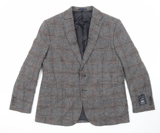 Marks and Spencer Mens Grey Plaid Wool Jacket Blazer Size 44 Regular