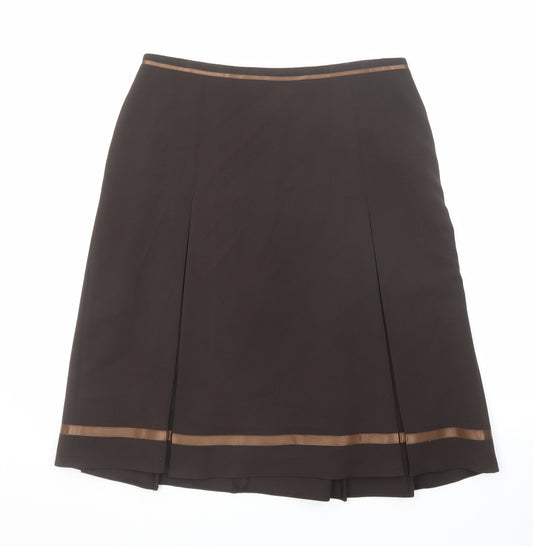Berkertex Womens Brown Polyester Swing Skirt Size 12 Zip