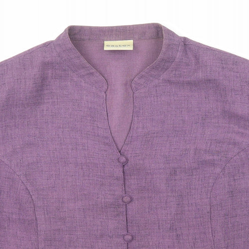 Eastex Womens Purple Polyester Basic Button-Up Size 20 V-Neck