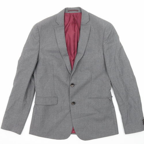 Marks and Spencer Mens Grey Check Polyester Jacket Suit Jacket Size 38 Regular