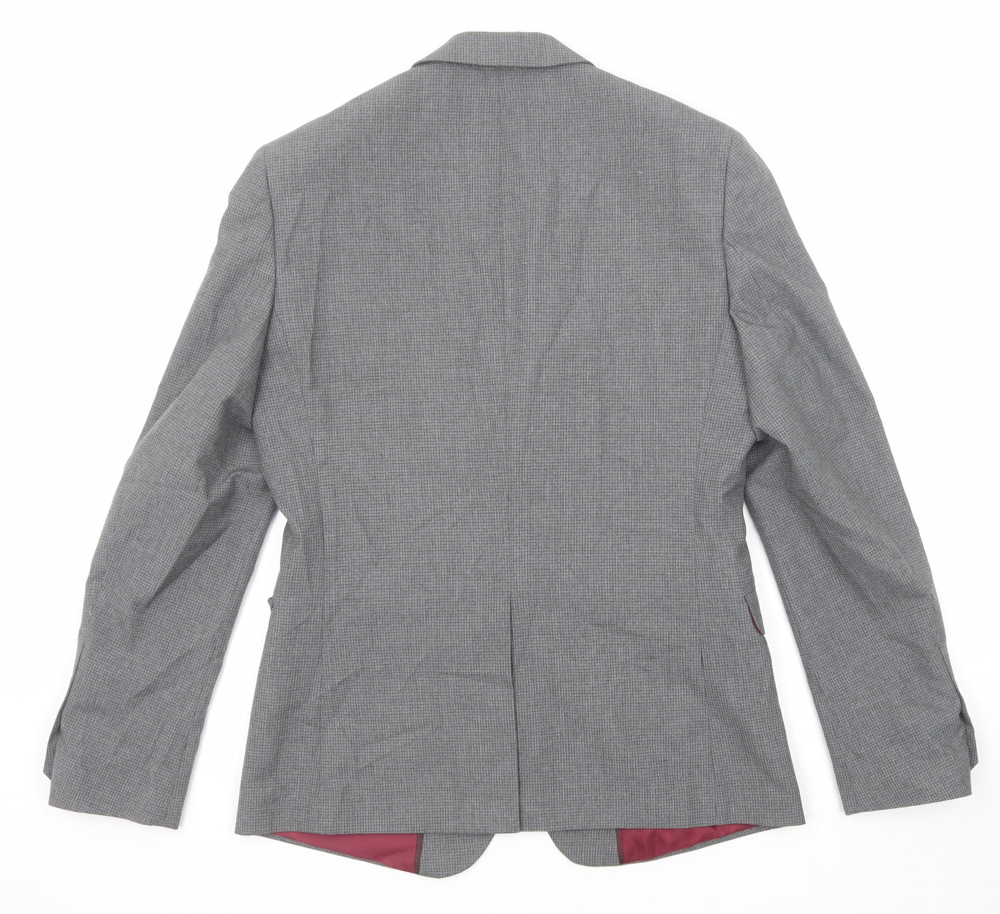 Marks and Spencer Mens Grey Check Polyester Jacket Suit Jacket Size 38 Regular