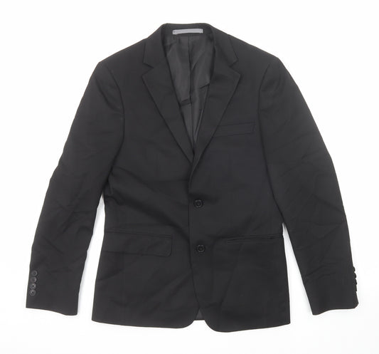 Marks and Spencer Mens Black Polyester Jacket Suit Jacket Size 36 Regular