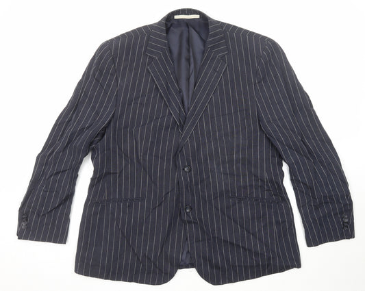 Marks and Spencer Mens Blue Striped Linen Jacket Suit Jacket Size 46 Regular