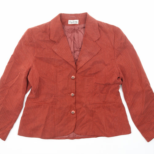 Endora Womens Orange Striped Jacket Blazer Size 16 Button