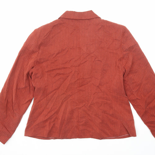 Endora Womens Orange Striped Jacket Blazer Size 16 Button