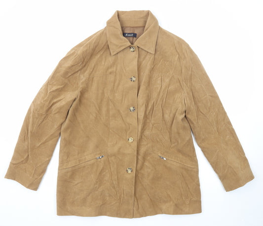 Emil Womens Beige Jacket Size 16 Button - Suede Effect
