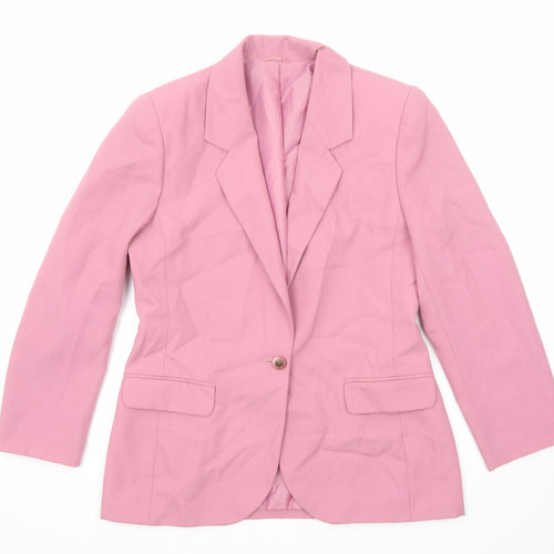 St Michael Womens Pink Polyester Jacket Blazer Size 12