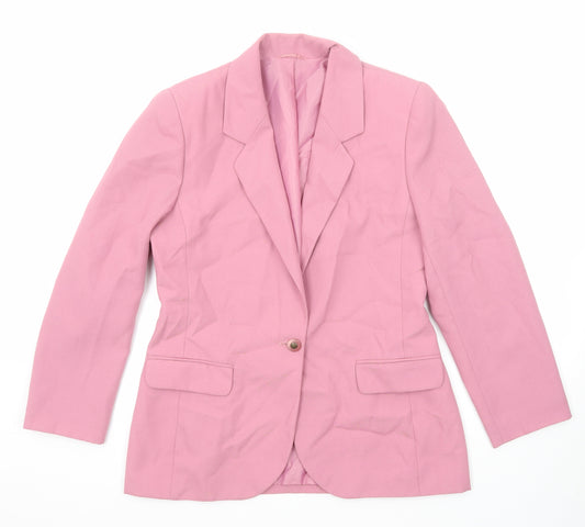 St Michael Womens Pink Polyester Jacket Blazer Size 12
