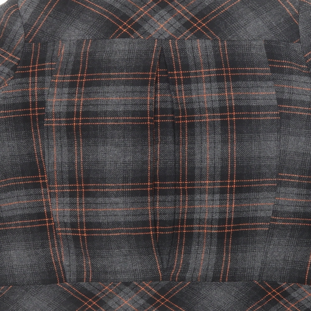 Be Beau Womens Grey Plaid Jacket Size 18 Button - Scarf Neck Detail