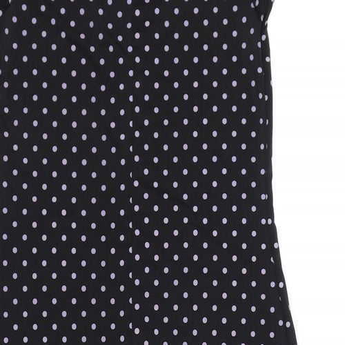 Boohoo Womens Black Polka Dot Polyester A-Line Size 10 V-Neck Button