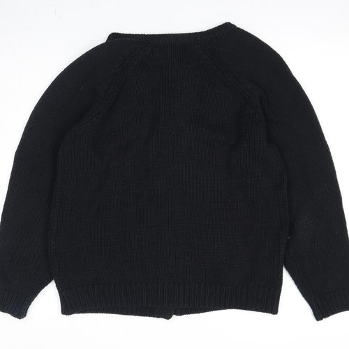 ASOS Womens Black Round Neck Geometric Cotton Cardigan Jumper Size S